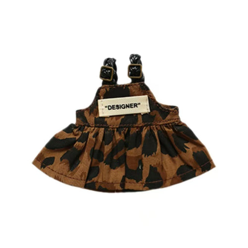 Labubu Keychain Outfit: Y066 Leopard Print Overalls | Doll Clothes Accessory Labubu Doll Clothes: Y066 Leopard Print Overall Dress for Keychain Vinyl Figure