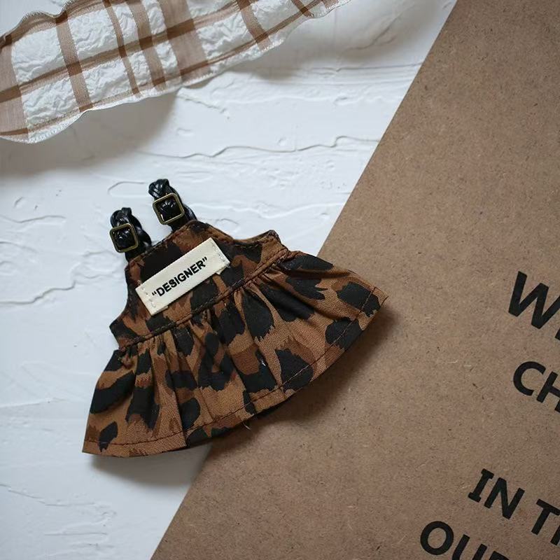 Labubu Keychain Outfit: Y066 Leopard Print Overalls | Doll Clothes Accessory Labubu Doll Clothes: Y066 Leopard Print Overall Dress for Keychain Vinyl Figure